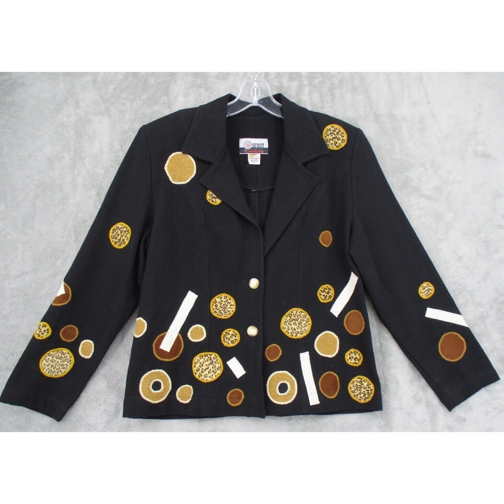 Vintage Spirit Creations Jacket Womens Size M Patchwork Art To Wear Animal Print